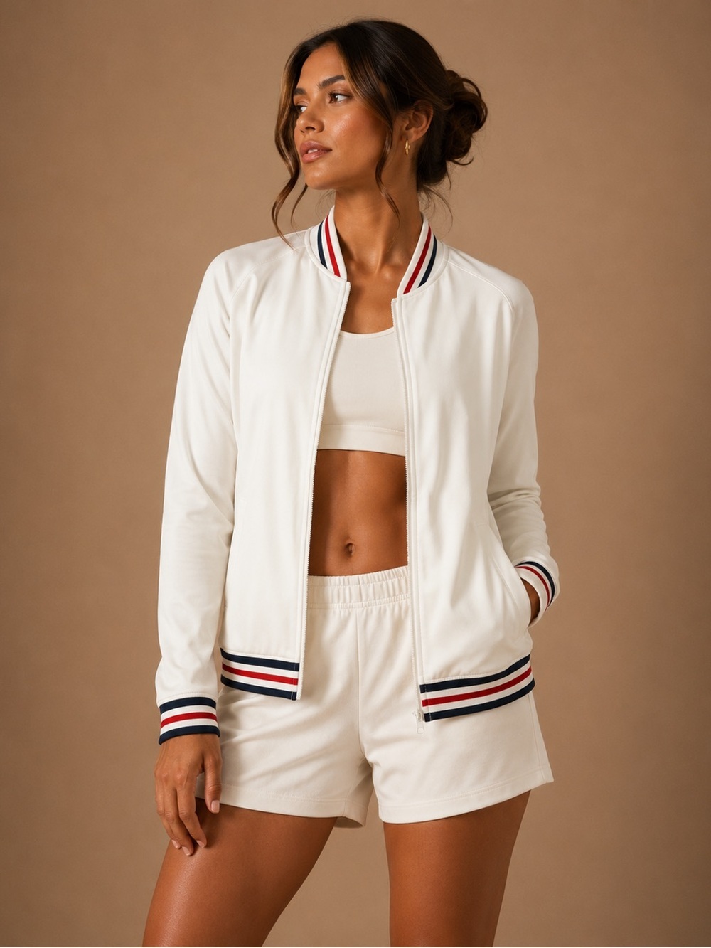 Gg Blue White Performance Bomber Jacket Red Navy Stripe Golf Tennis Preppy Small